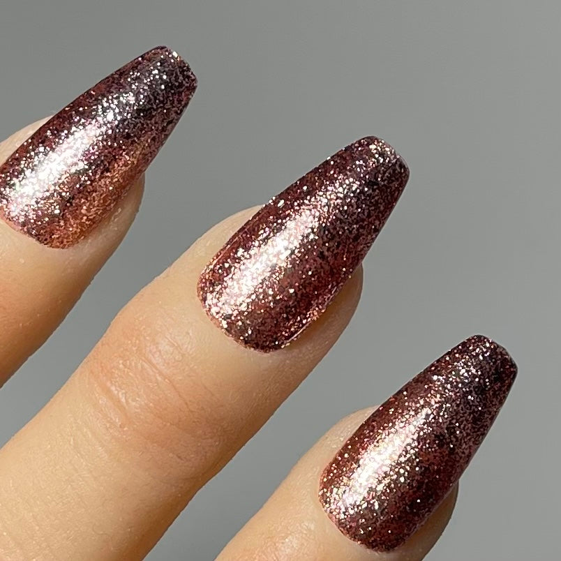 Rose Gold Glitter Coffin Nails