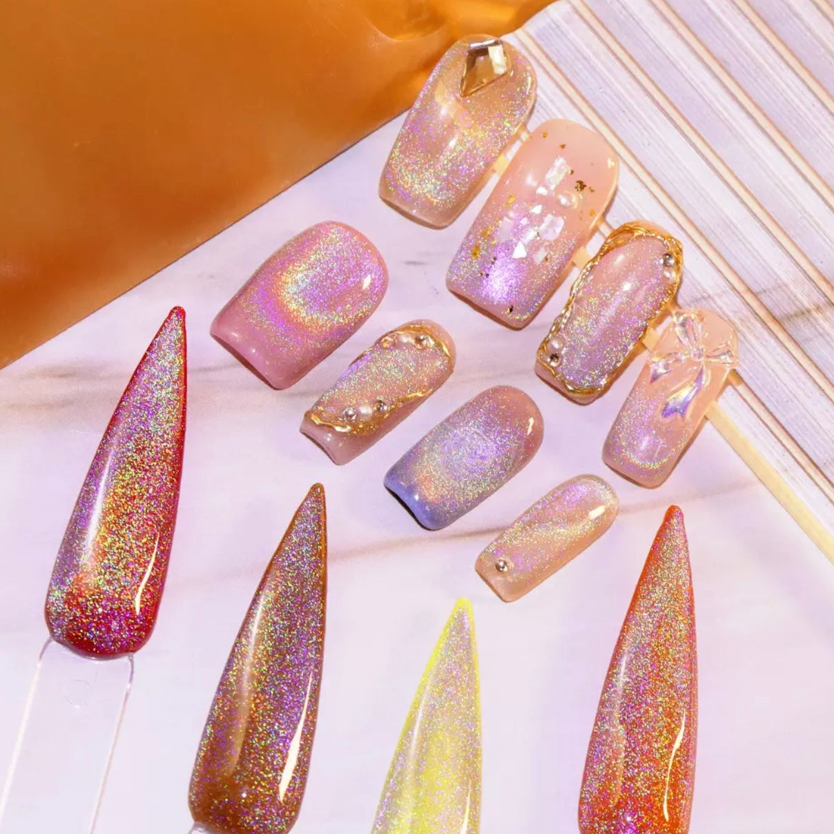 Geometry Nail Design Abstract Line 3D Holographic Nail Art Sticker Rose Gold  | eBay