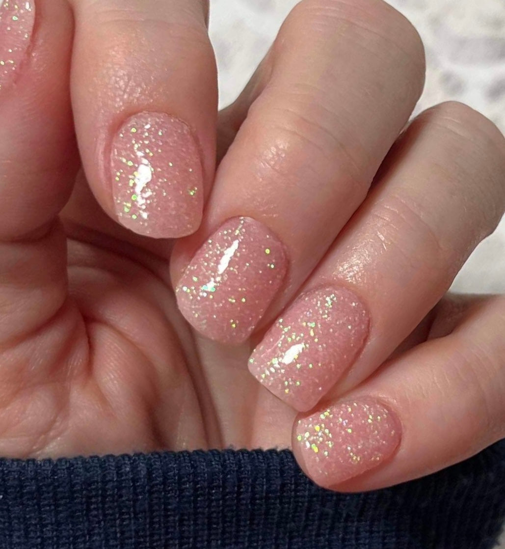 Dipped Powder Nails with Sparkling Glitter