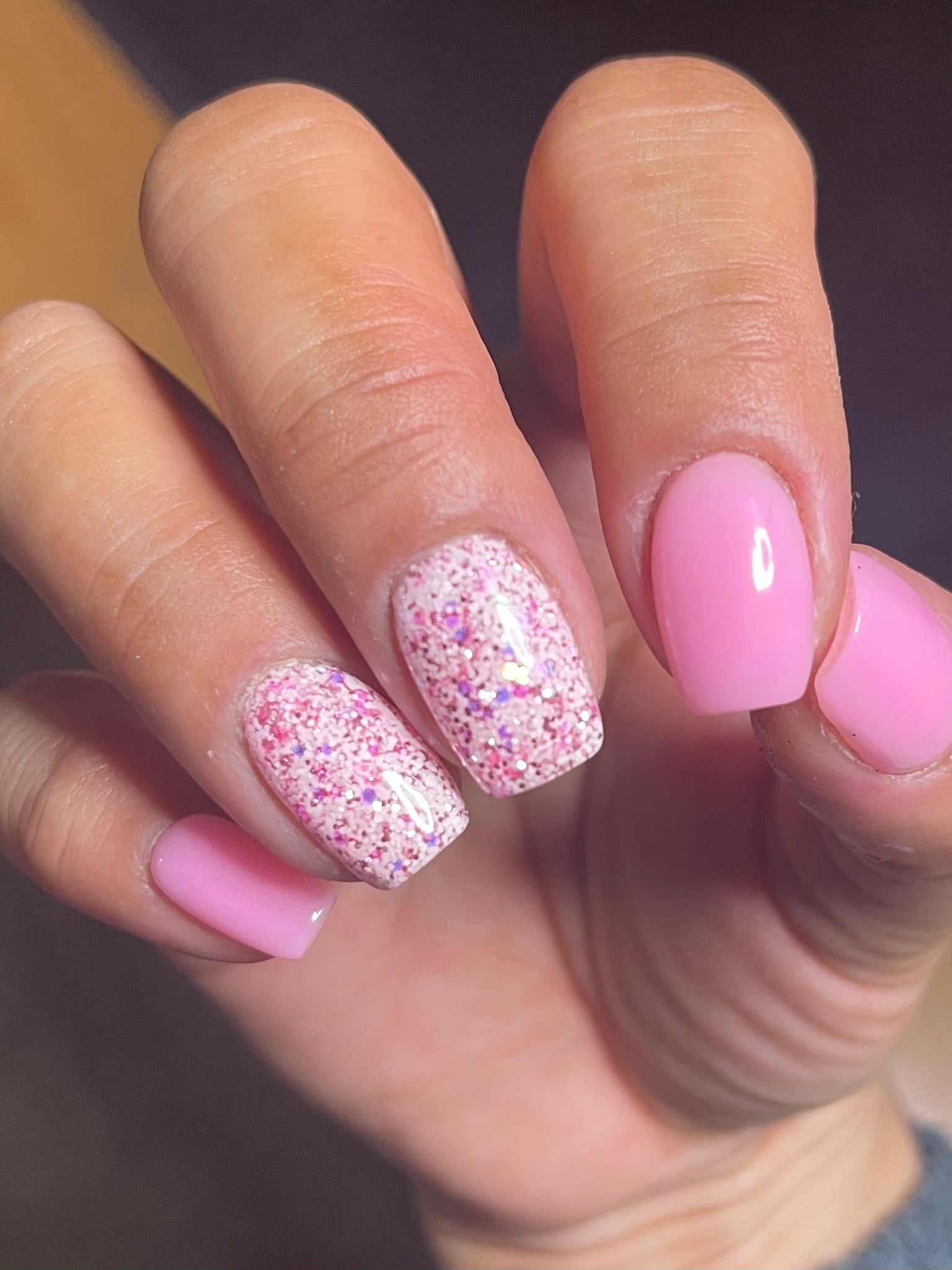 Summer Dip Nails with Pink Ribbons