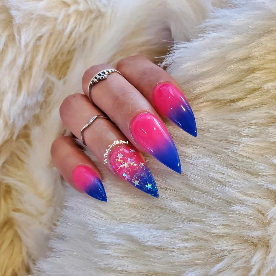 Starlit Blue Ombre Nail Art